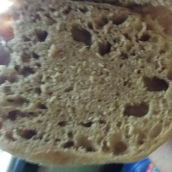 Ana Lorenzo Sour dough english muffing first slice