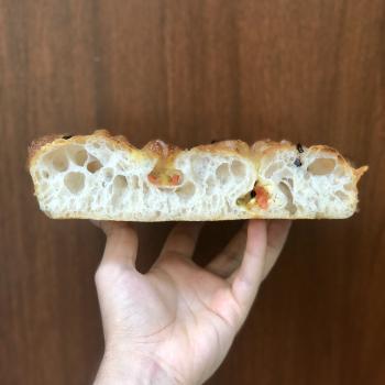 Biscoff Sourdough focaccia first overview