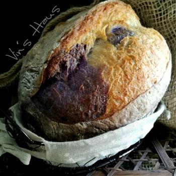 Butterfly Pea Butterfly Pea Flowers Sourdough Bread first slice