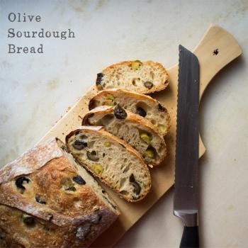 Enzo the Third Normandy Apple bread, 50% whole wheat batard, walnut-cranberry sourdough, olive sourdough bread second slice