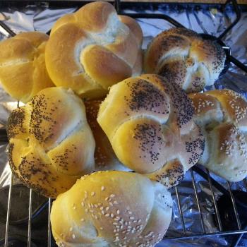 Honey Bunny Sourdough Bagels and rolls first slice