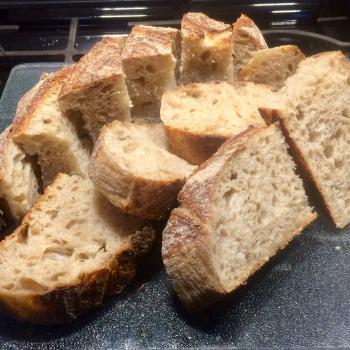 Iris  Sourdough boule first slice