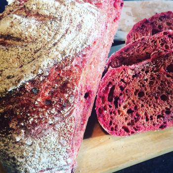 Solveig Beetroot Sourdough first slice