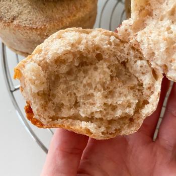 The Resurreced Sourdough English Muffins first slice